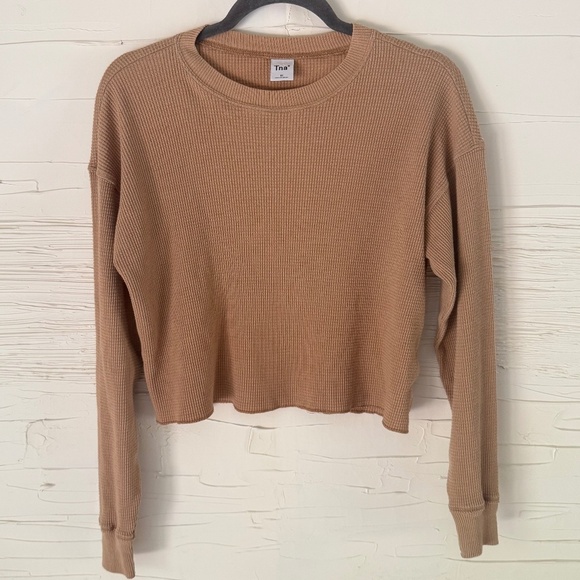 TNA for Aritzia | Size XS (Fits S) | Waffle Knit Long Sleeve- Burnt Orange/Brown - Picture 1 of 7
